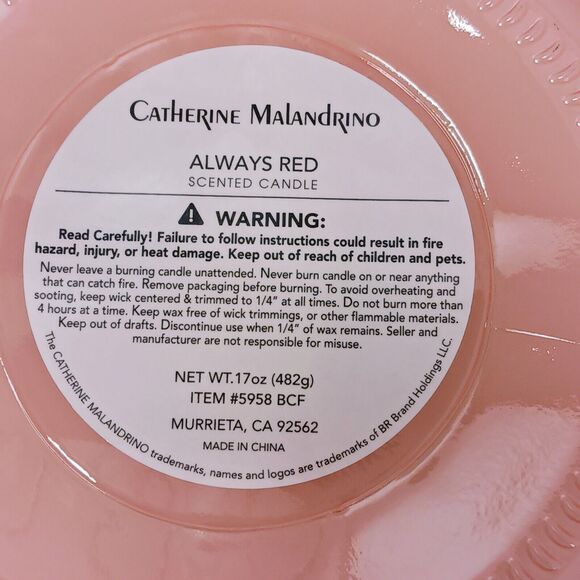 Catherine Malandrino ALWAYS RED Candle SOY Hand Poured Exotic Decor Retail $67 - Picture 12 of 12